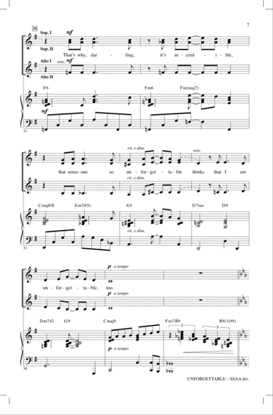 Unforgettable (arr. Mac Huff) SSA scores gallery preview page 6
