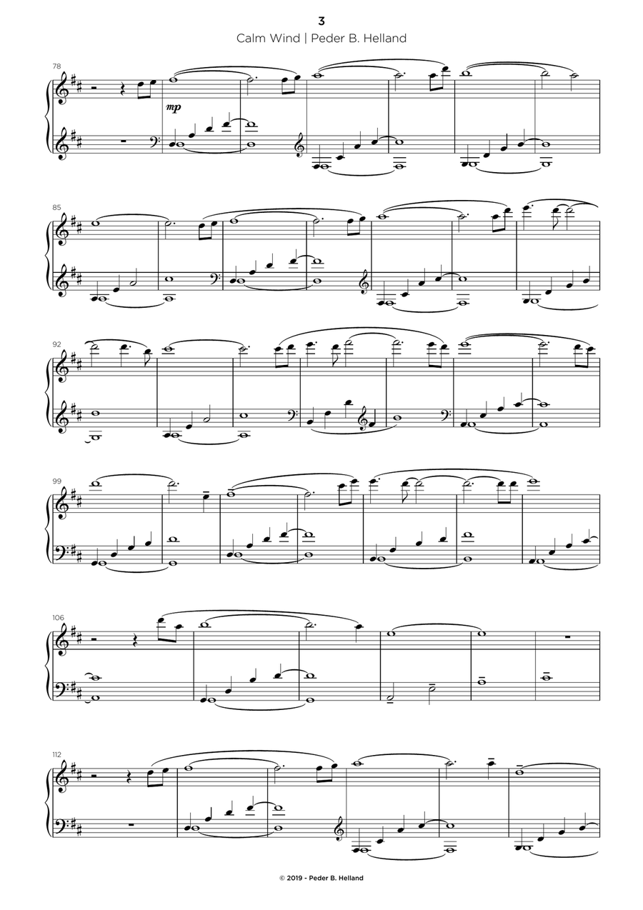 Calm Wind Easy Piano scores gallery preview page 3