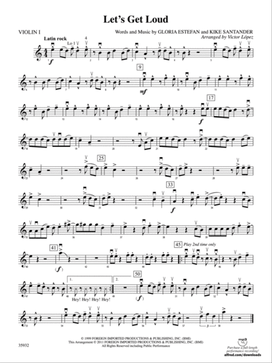 Let's Get Loud: 1st Violin Full Orchestra scores gallery preview page 1