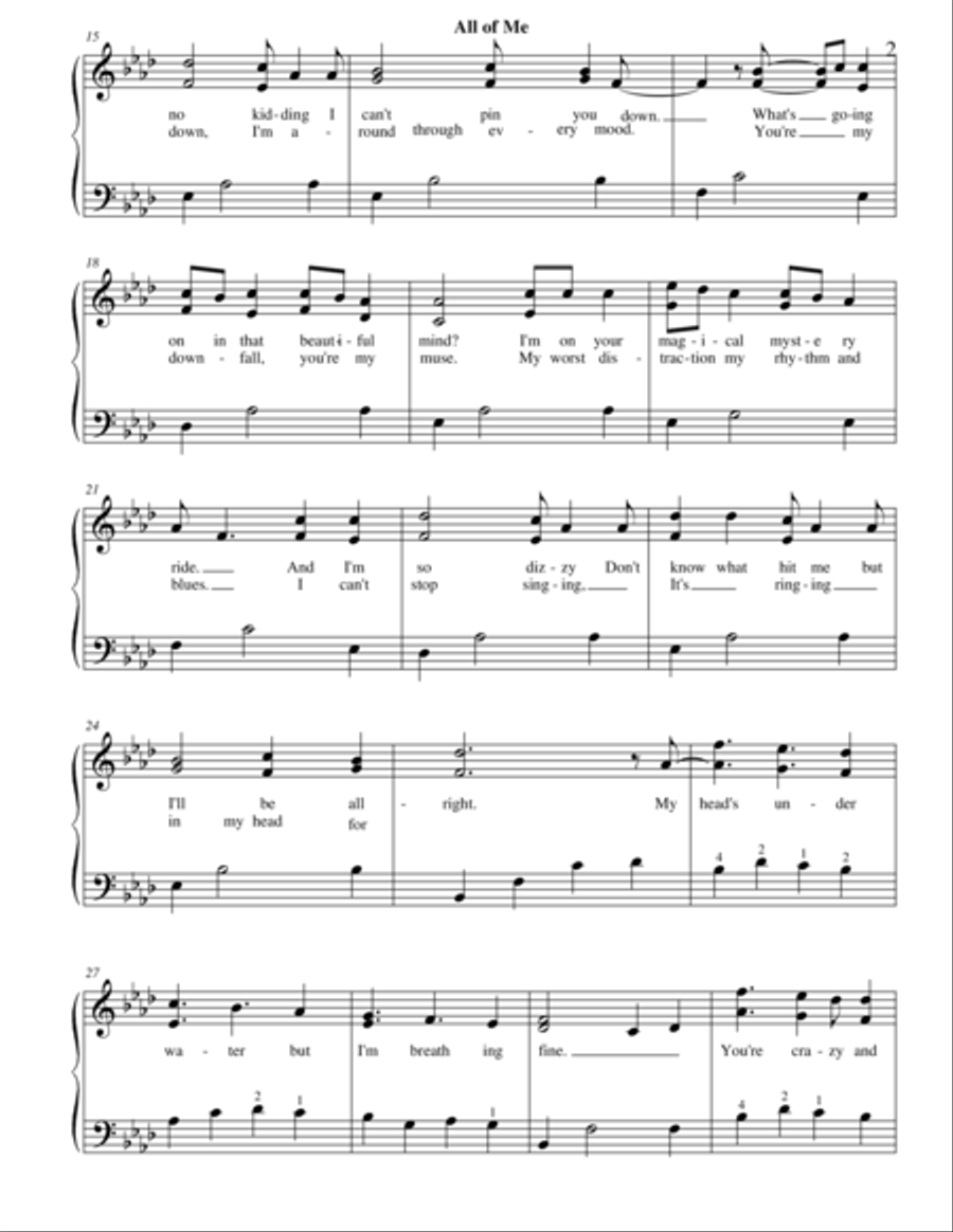 All Of Me Piano Solo scores gallery preview page 2