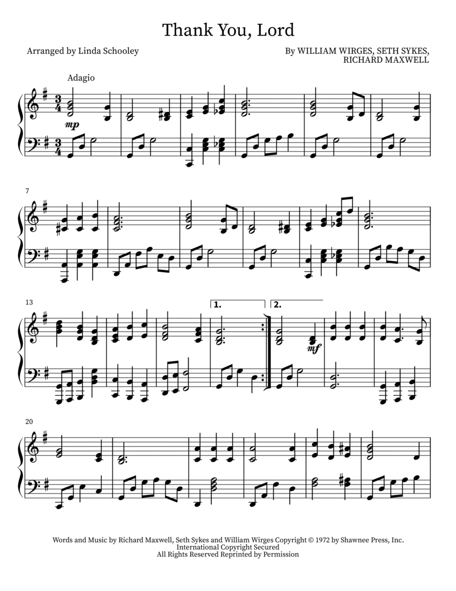 Thank You, Lord Piano Solo scores gallery preview page 1
