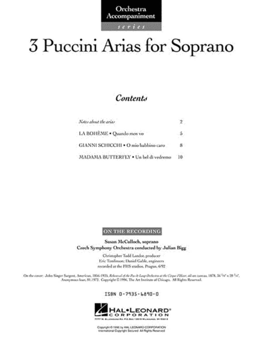 3 Puccini Arias for Soprano image number null