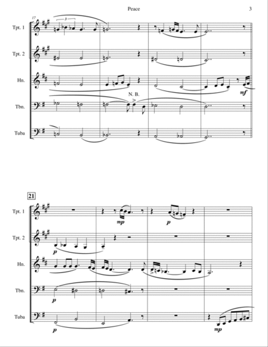 Peace Brass Quintet scores gallery preview page 3