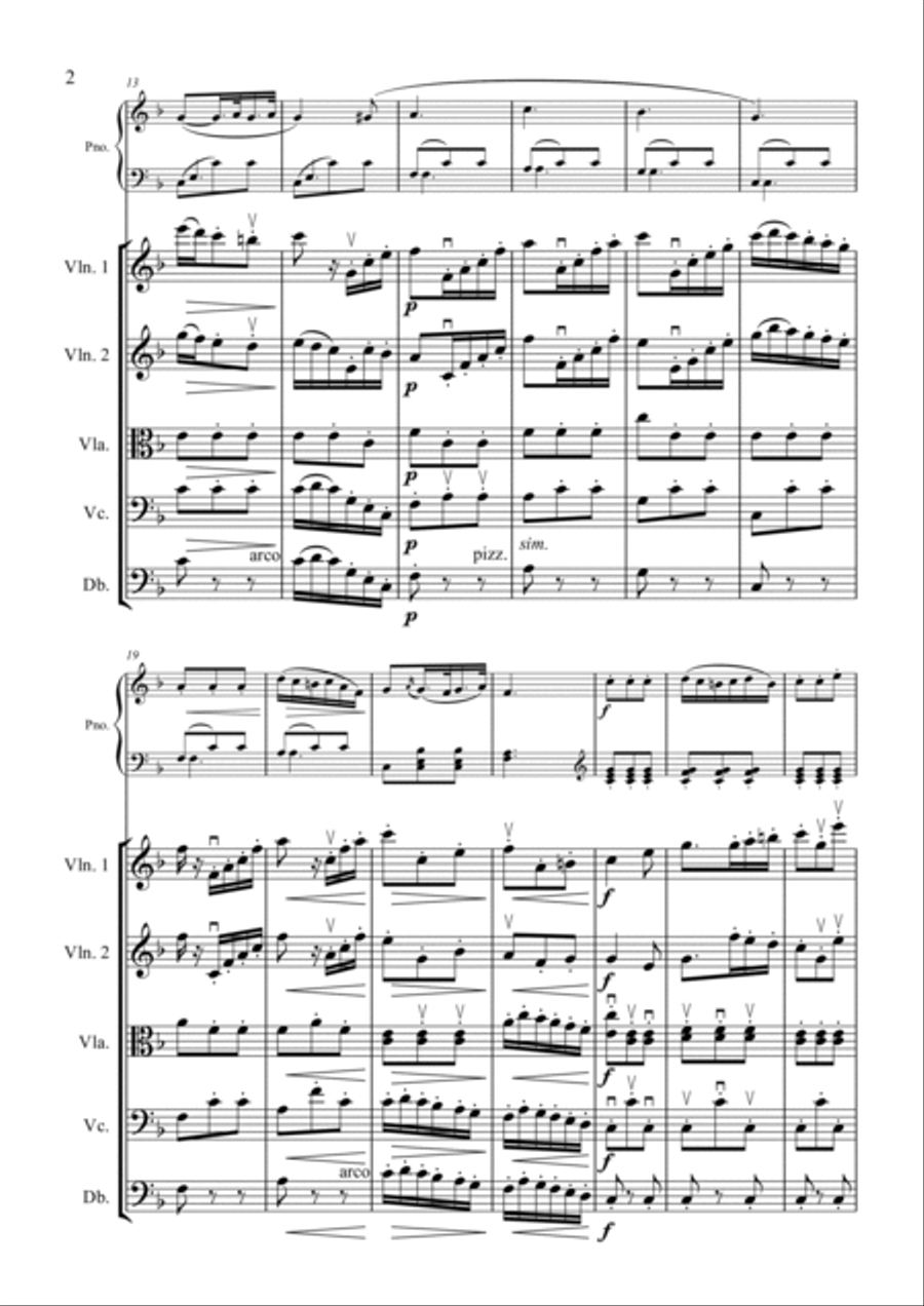 Mozart - Arietta - Pinao & String Quartet/String Orch Piano Quintet scores gallery preview page 2