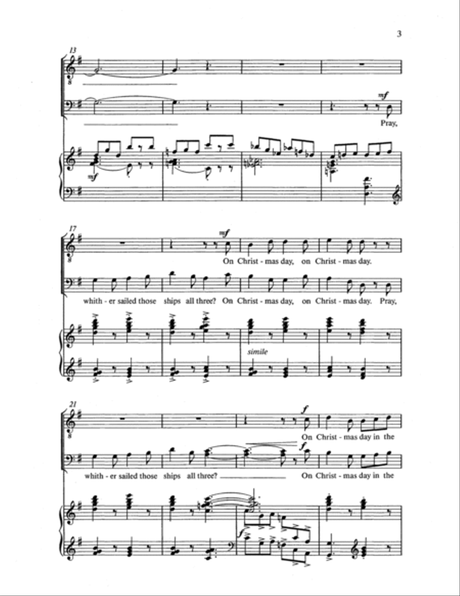 Christmas Trilogy: 1. I Saw Three Ships TTBB scores gallery preview page 2