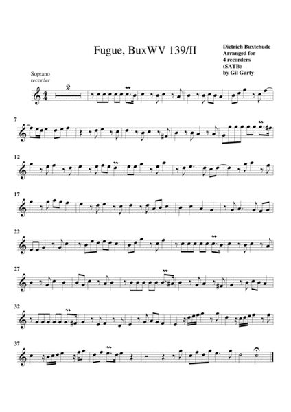 Fugue BuxWV 139/II (arrangement for 4 recorders)