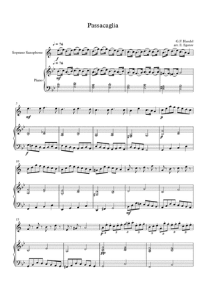 Book cover for Passacaglia, Handel-Halvorsen, For Soprano Saxophone & Piano