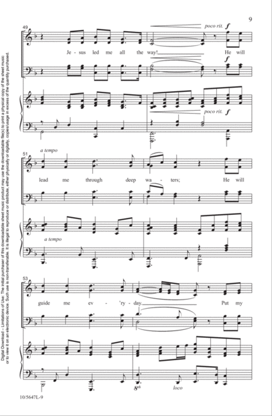 Jesus Leads Me All the Way 4-Part scores gallery preview page 9
