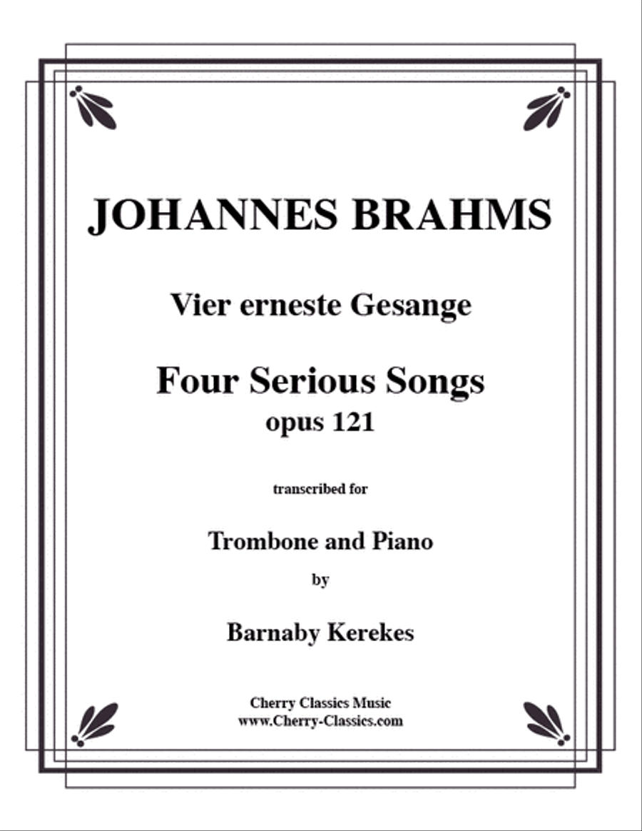 Four Serious Songs for Trombone or Bass Trombone and Piano Bass Trombone scores gallery preview page 1