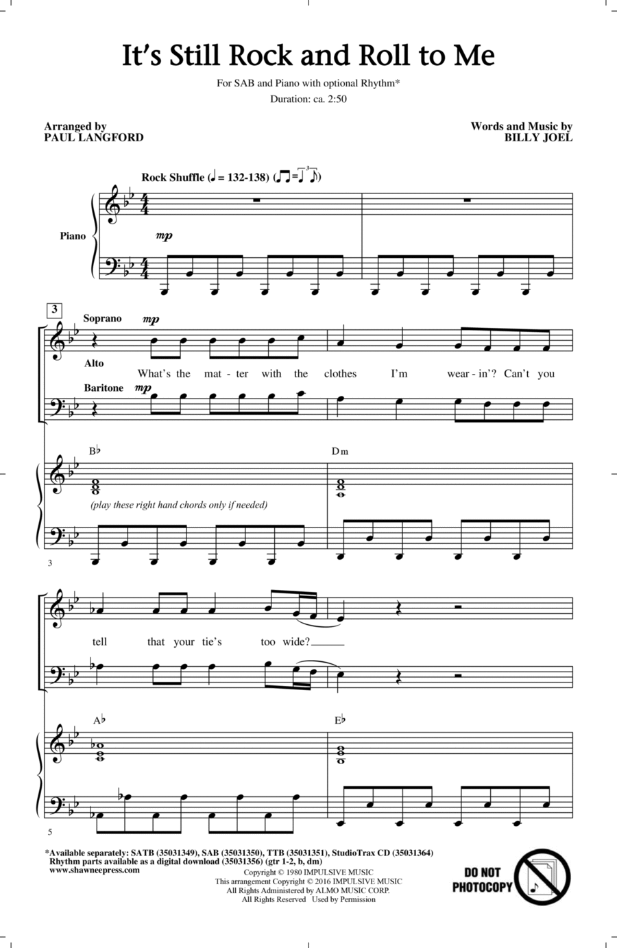 It's Still Rock And Roll To Me 3-Part scores gallery preview page 1