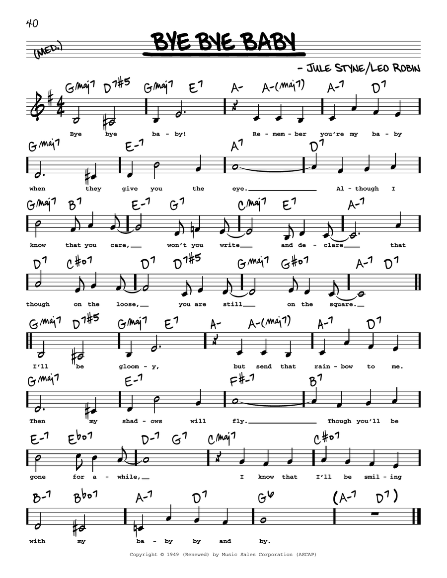 Bye Bye Baby (Low Voice) Bye Bye Baby (Low Voice) Low Voice scores gallery preview page 1