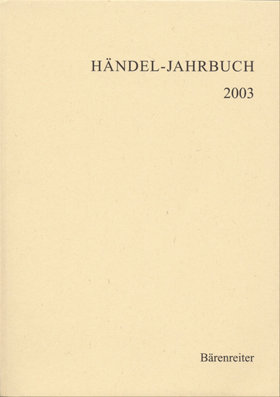 Händel-Jahrbuch 2003, 49. Jahrgang