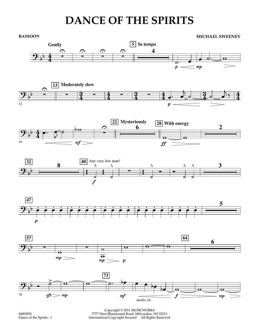Dance Of The Spirits - Bassoon Concert Band scores gallery preview page 1