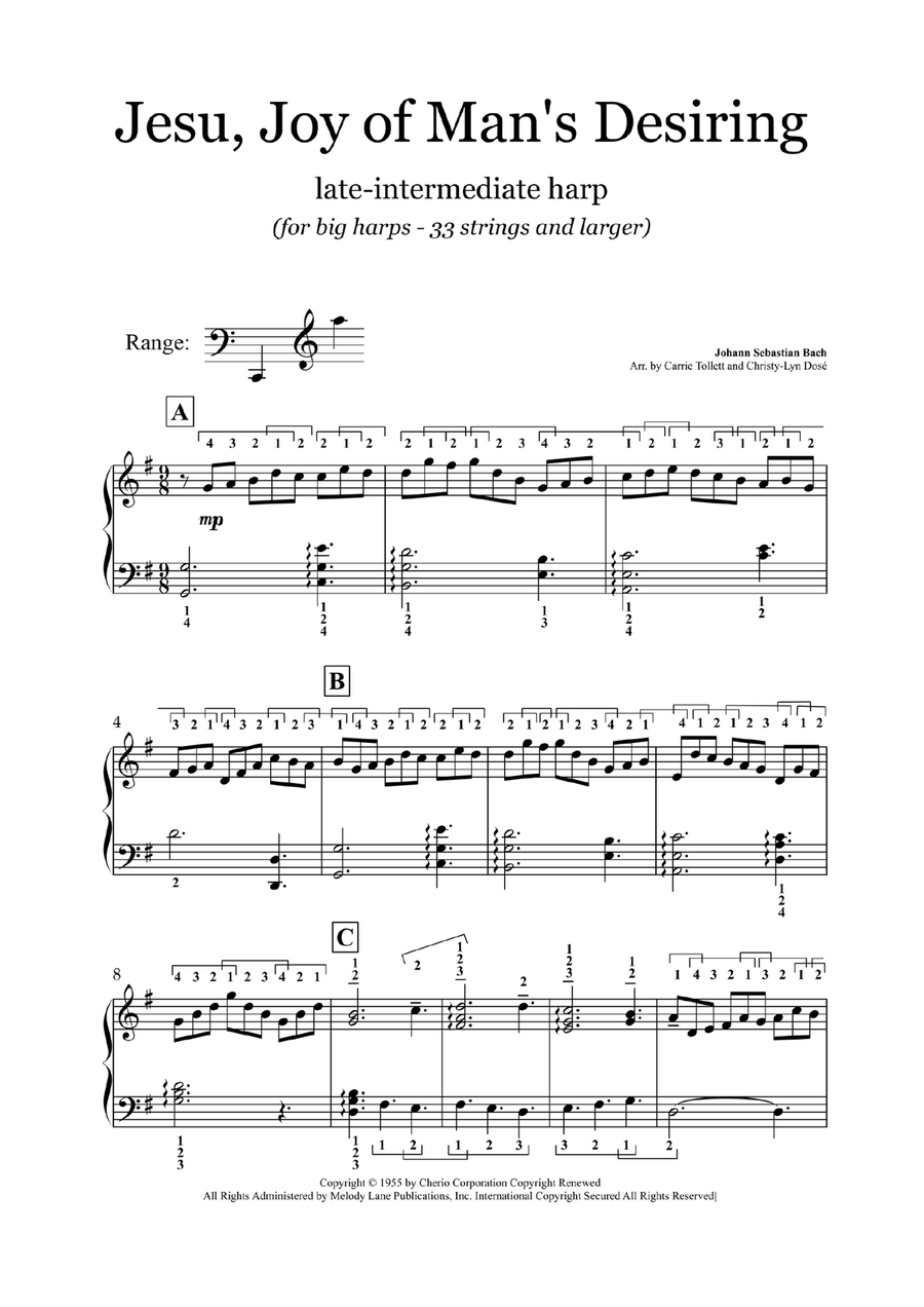 Jesu, Joy Of Man's Desiring - Late-Intermediate for Harp Celtic Harp scores gallery preview page 2