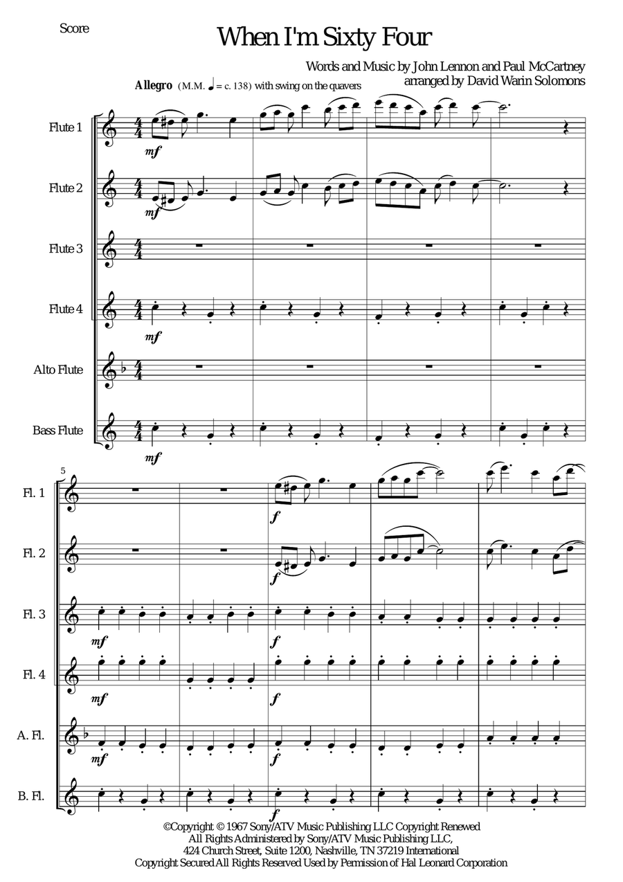When I'm Sixty-Four Woodwind Ensemble scores gallery preview page 1