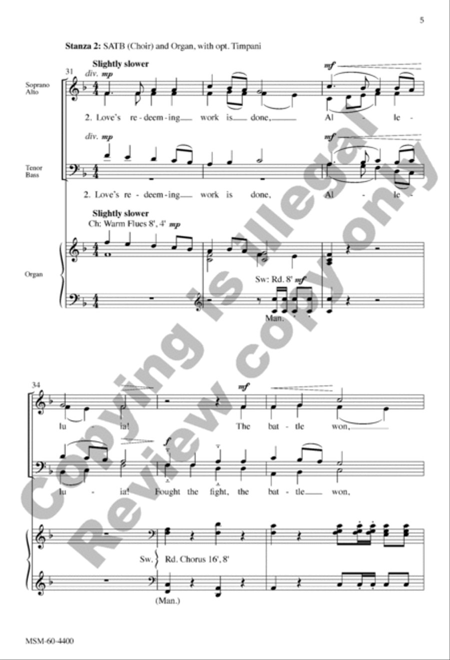 Christ the Lord Is Risen Today! (Choral Score) 4-Part scores gallery preview page 5