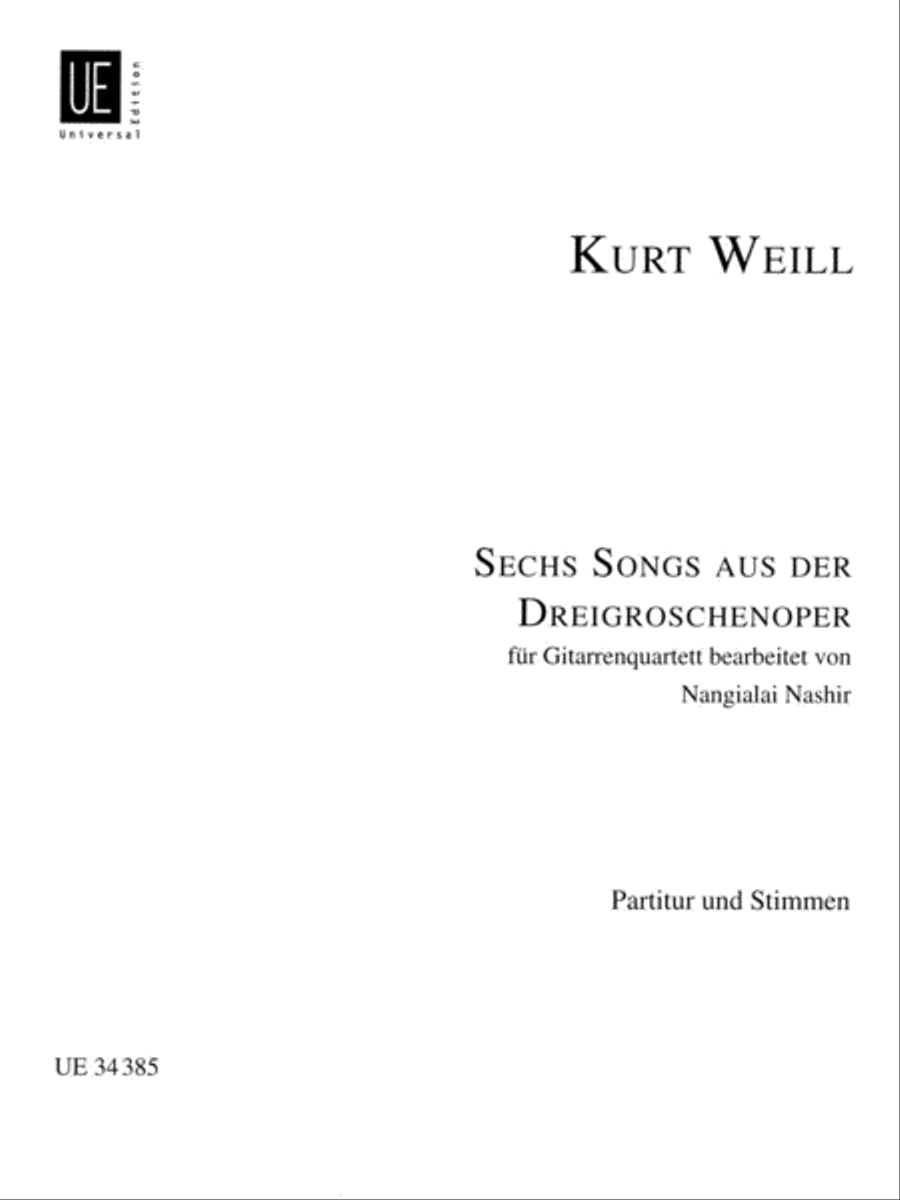 6 (six) Songs From Threepenny Opera For Guitar Quartet Score And Parts Guitar Ensemble scores gallery preview page 1