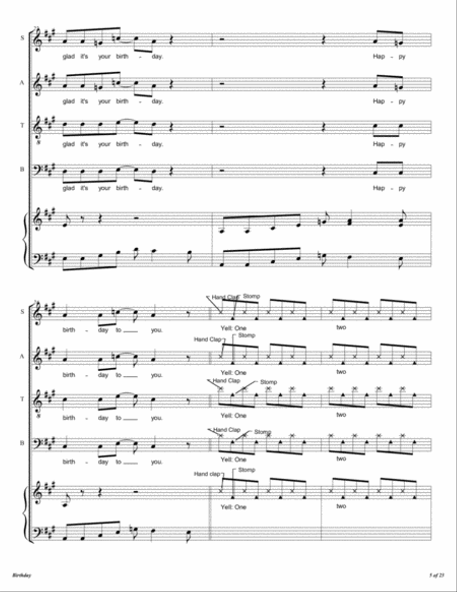 Birthday Birthday 4-Part scores gallery preview page 6