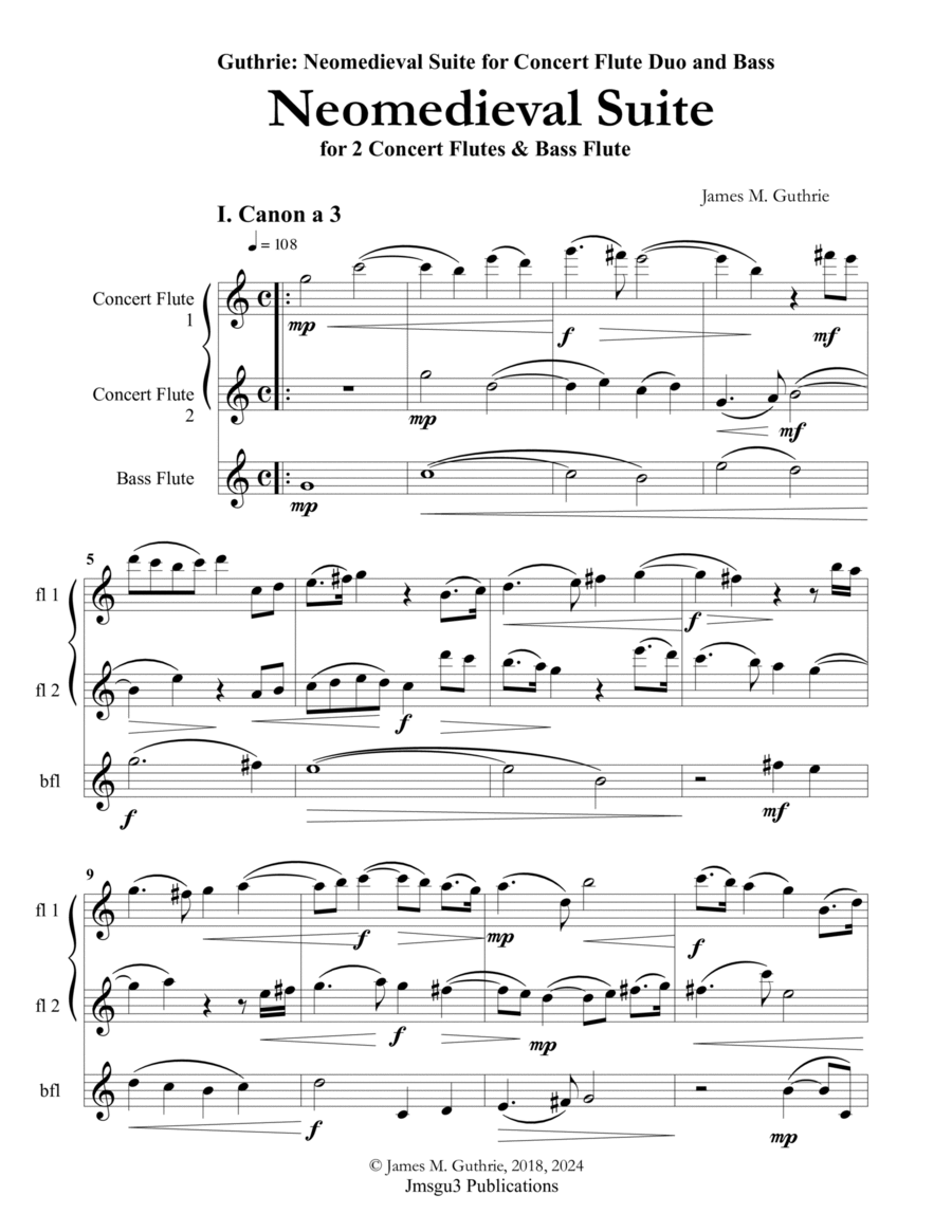 Guthrie: Neomedieval Suite for Concert Flute Duo & Bass Flute image number null