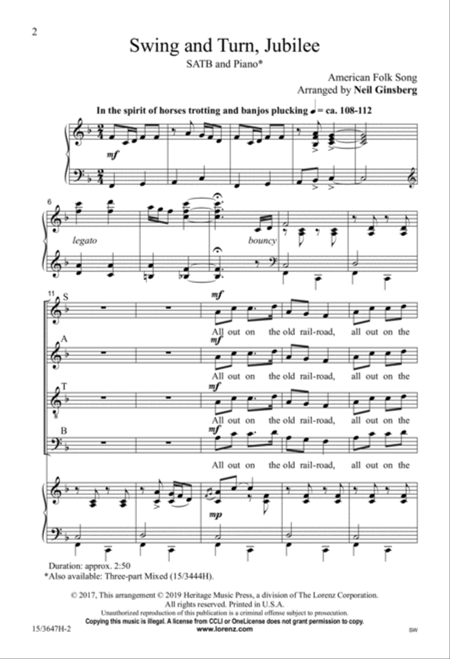 Swing and Turn, Jubilee 4-Part scores gallery preview page 2