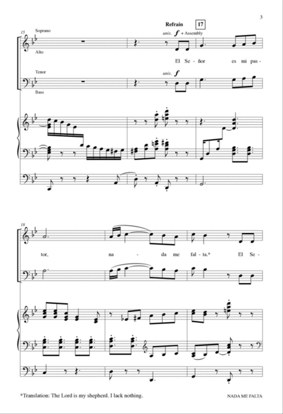 Nada me falta: Psalm 23 4-Part scores gallery preview page 3