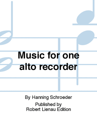 Book cover for Music for one alto recorder