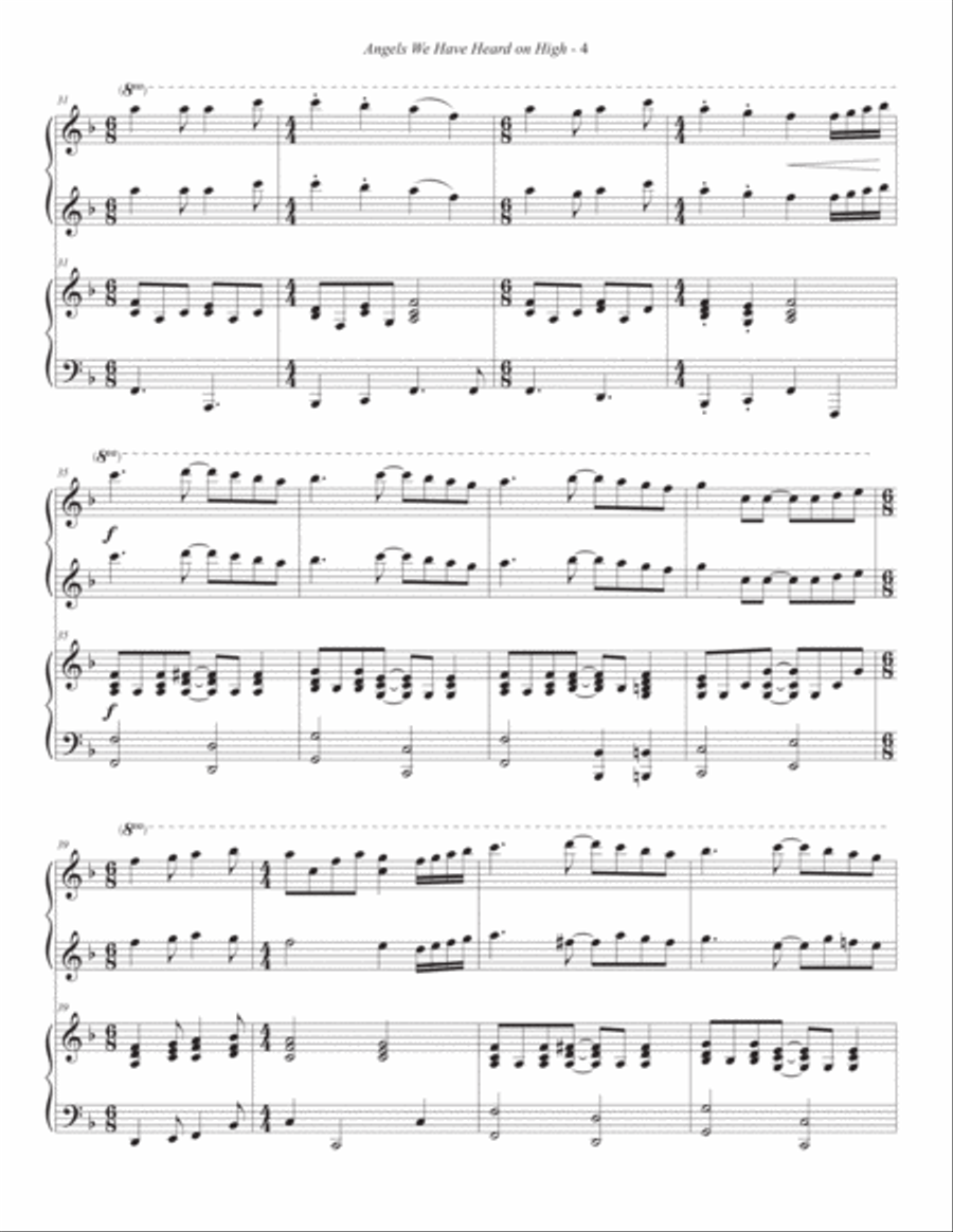 Angels We Have Heard on High (4-hand piano) Piano Accompaniment scores gallery preview page 5