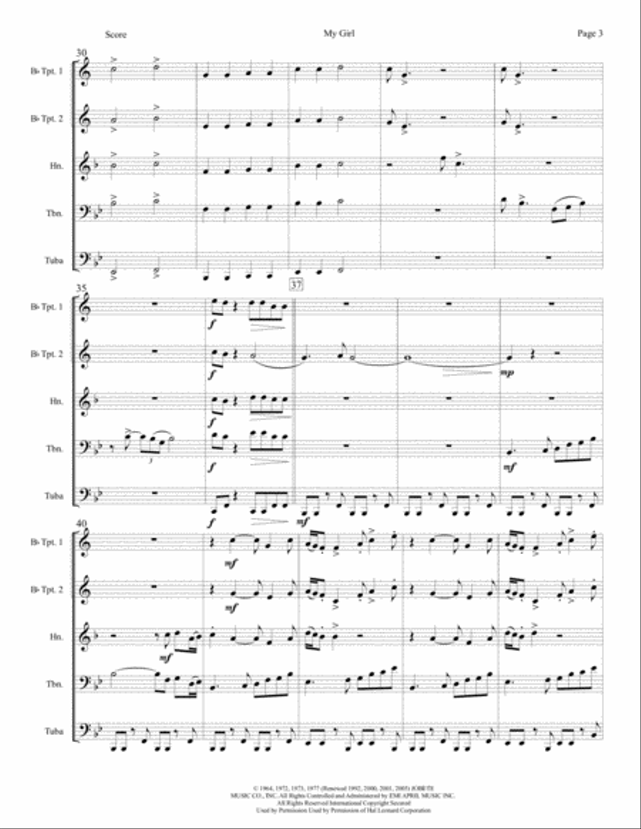 My Girl Brass Ensemble scores gallery preview page 4