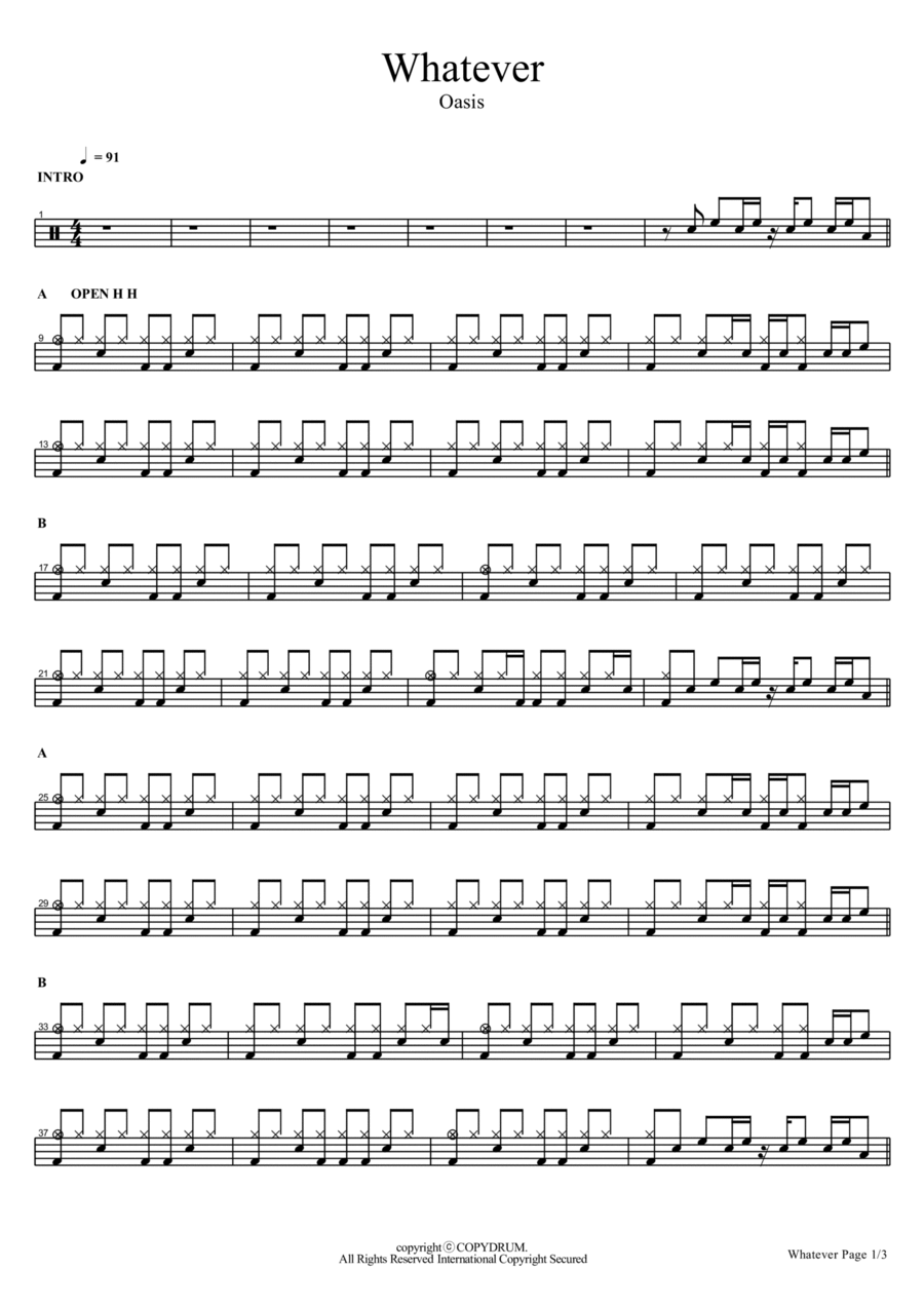 Whatever Drum Set scores gallery preview page 1