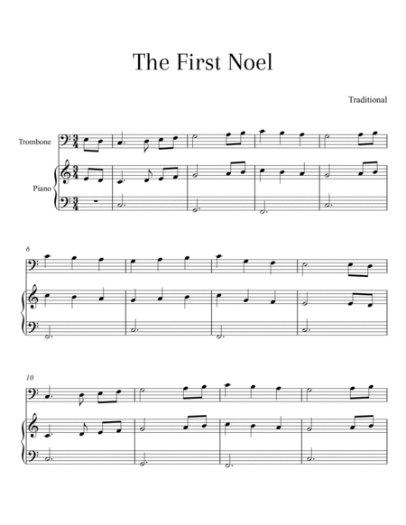 Traditional - The First Noel (Trombone and Piano) image number null