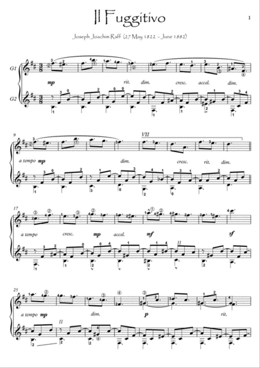 Il Fuggitivo Guitar duet Guitar Ensemble scores gallery preview page 1