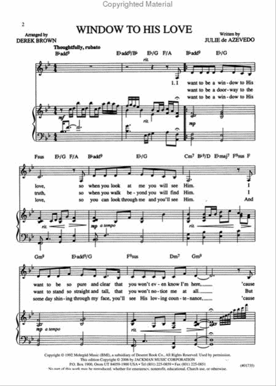 Window to His Love - Vocal Solo Voice Solo scores gallery preview page 2