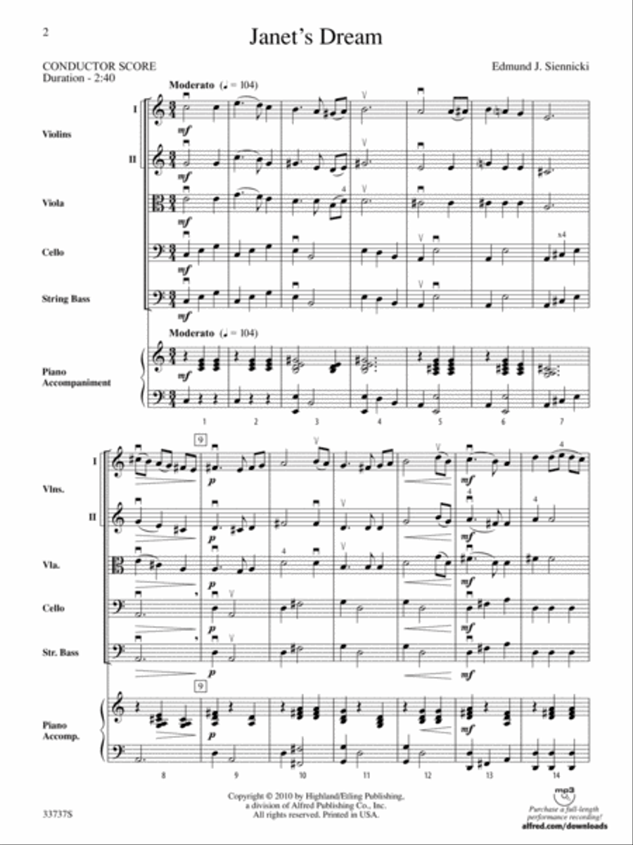 Janet's Dream: Score String Orchestra scores gallery preview page 2