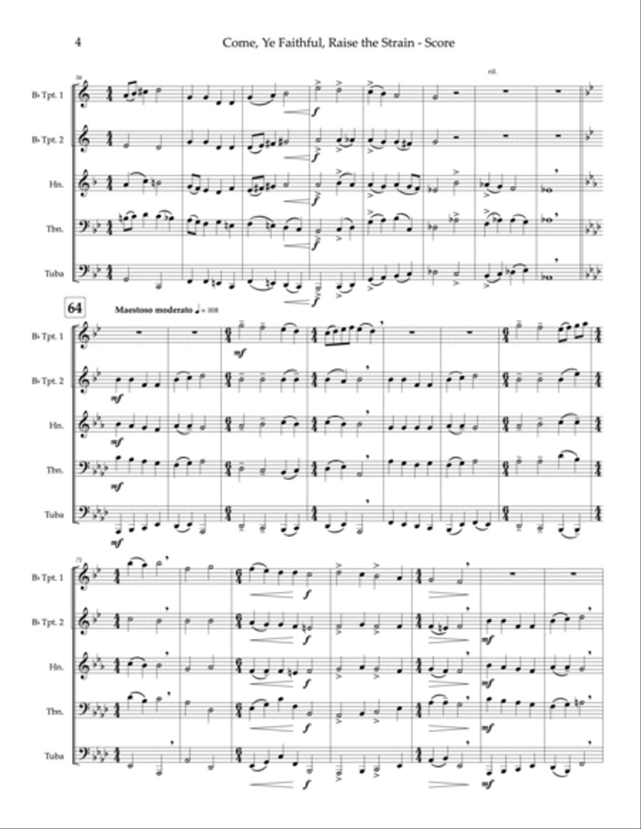 Come, Ye Faithful, Raise the Strain - brass quintet Brass Quintet scores gallery preview page 6