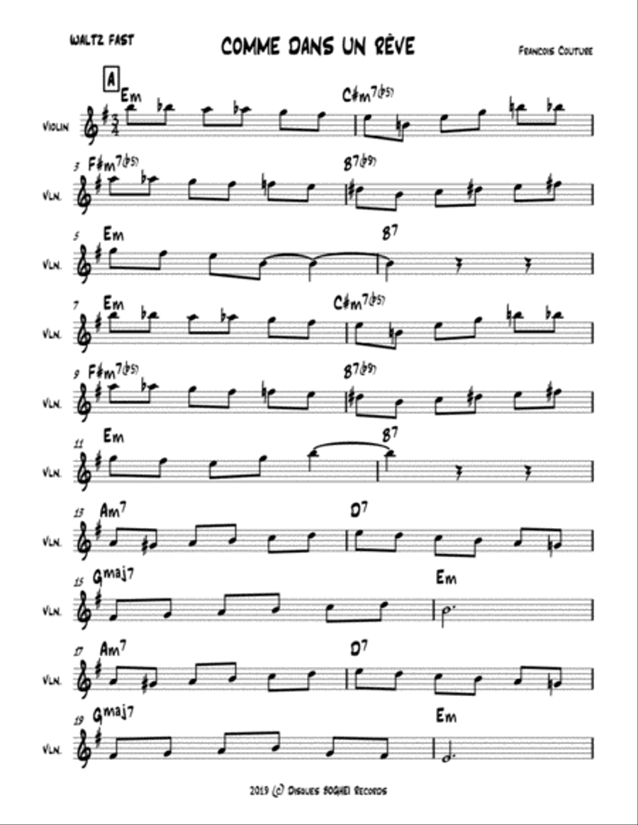 COMME DANS UN RÊVE Piano scores gallery preview page 1