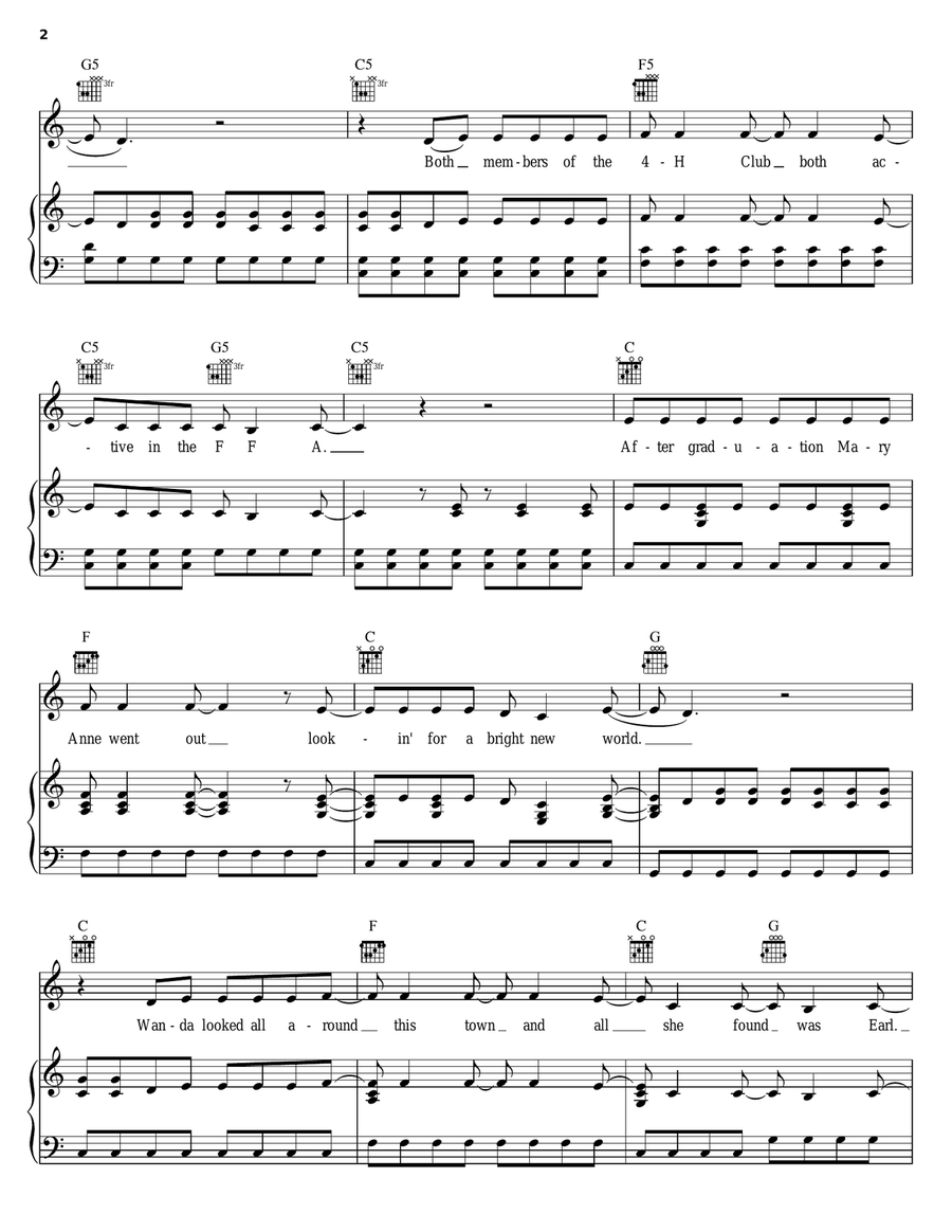 Goodbye Earl Piano, Vocal, Guitar scores gallery preview page 2