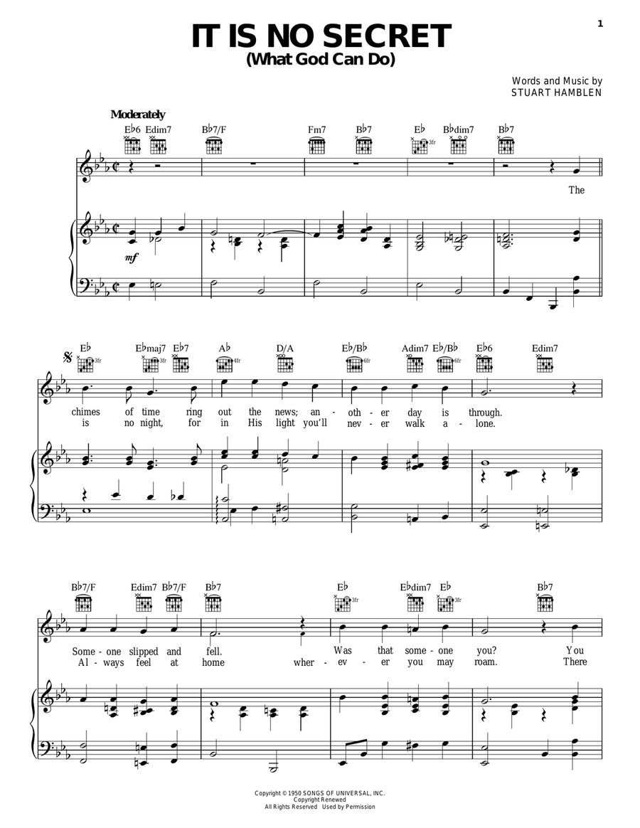 It Is No Secret (What God Can Do) Piano, Vocal, Guitar scores gallery preview page 1