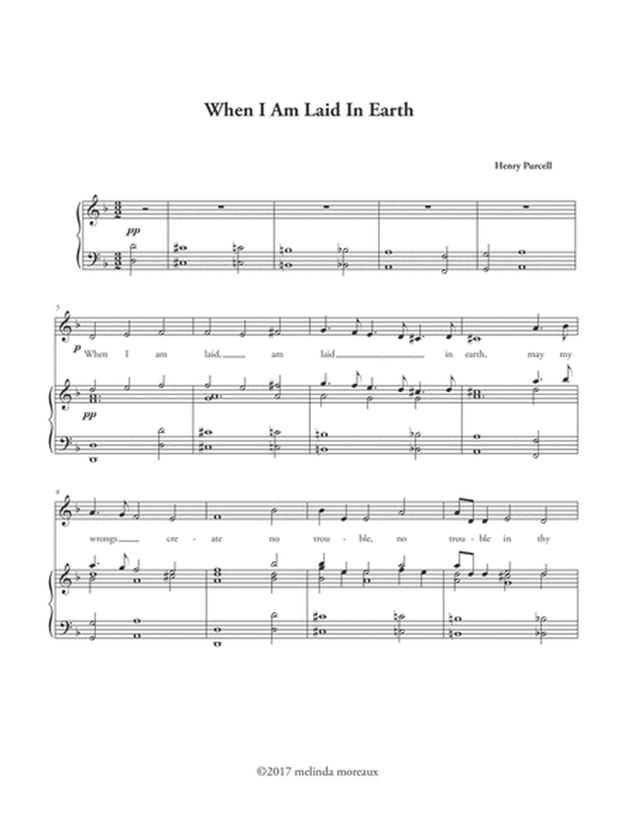 When I Am Laid In Earth (Dido & Aeneas) Low Key with vocal doubling image number null