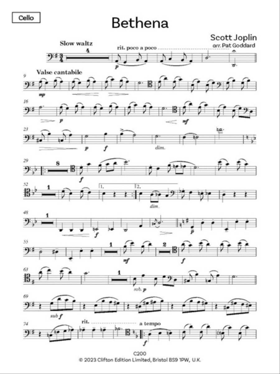 Joplin Rags for Cello and Piano Piano Accompaniment scores gallery preview page 4