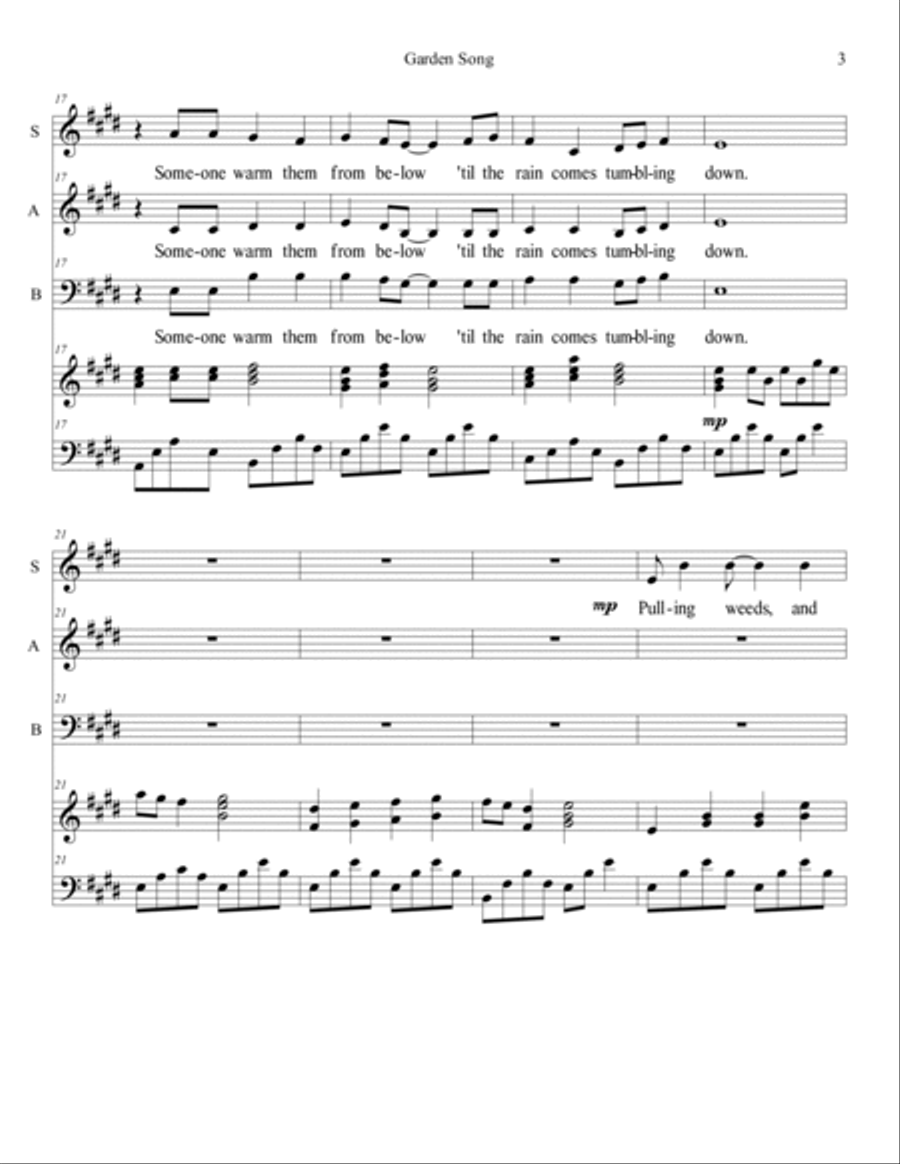 Garden Song 3-Part scores gallery preview page 3