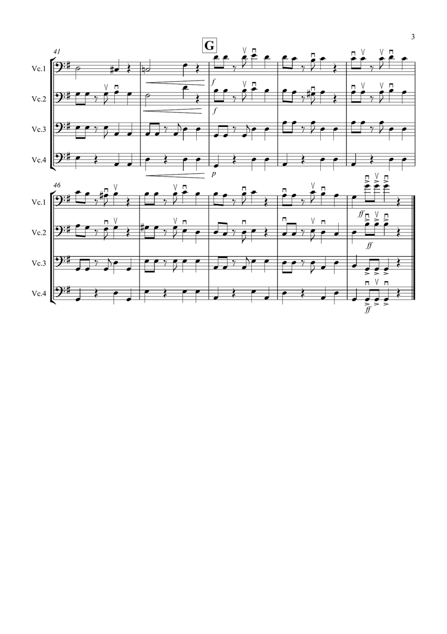 Tango Al Fresco For Beginning Cello Quartet Cello Solo scores gallery preview page 3