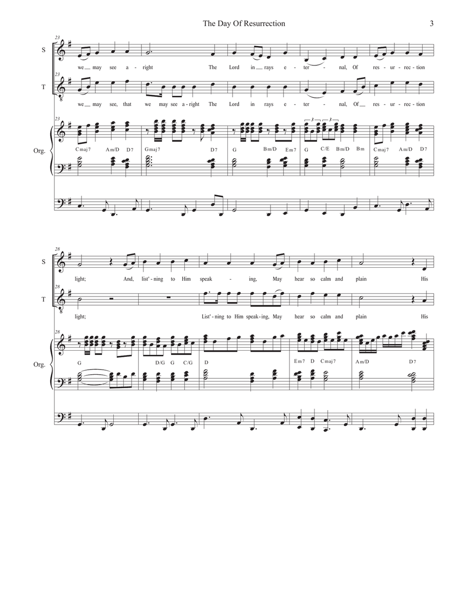 The Day Of Resurrection (2-part choir (Soprano and Tenor) - Organ accompaniment) 2-Part scores gallery preview page 3