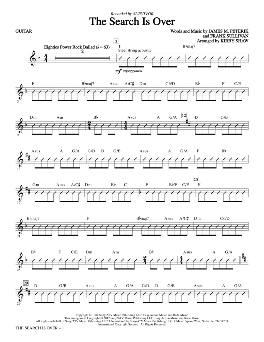 The Search Is Over - Guitar Choir scores gallery preview page 1