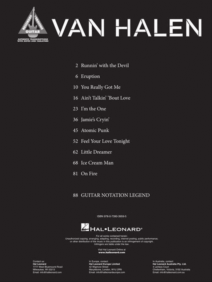 Van Halen Electric Guitar scores gallery preview page 4