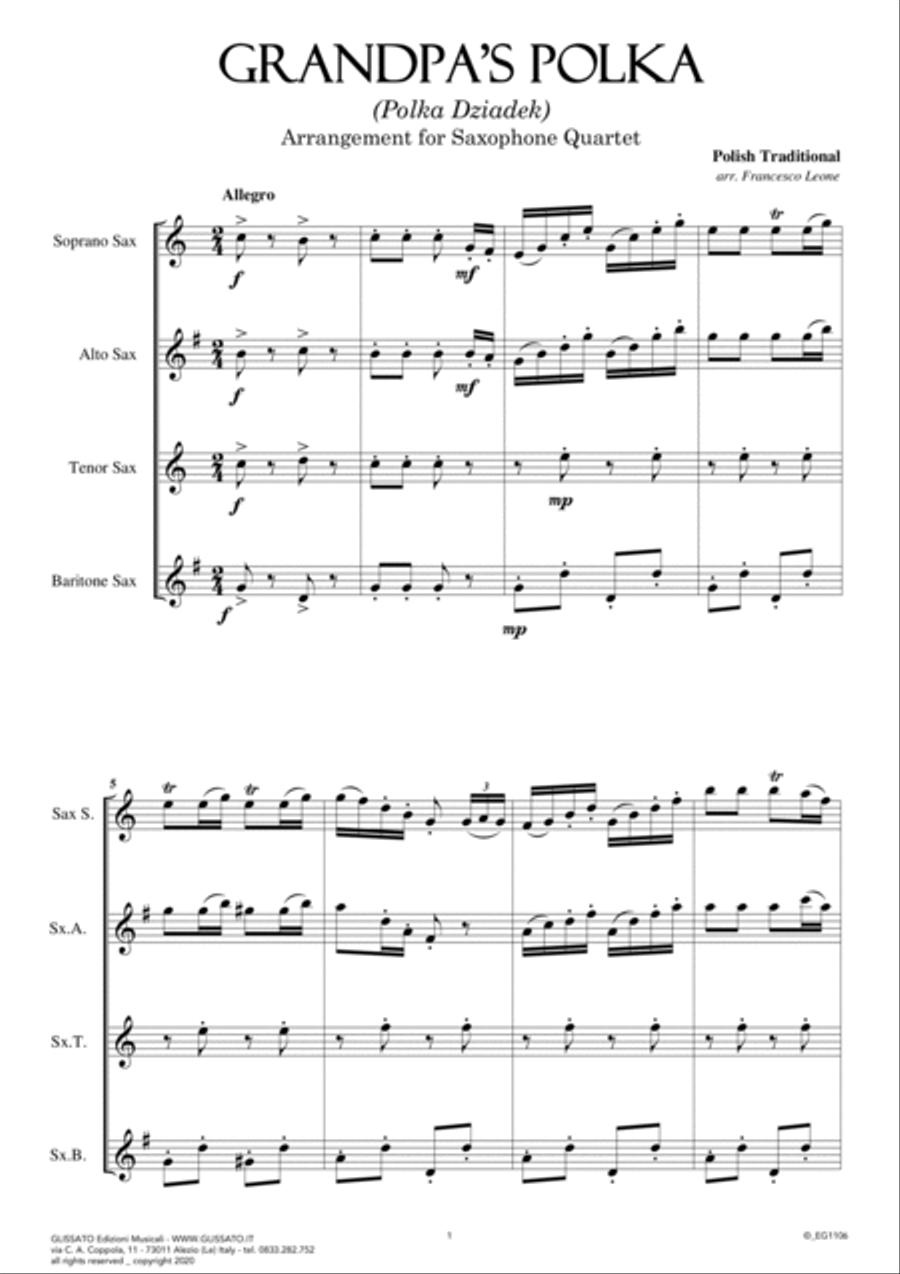 Saxophone Quartet: Grandpa's Polka (score & parts) image number null