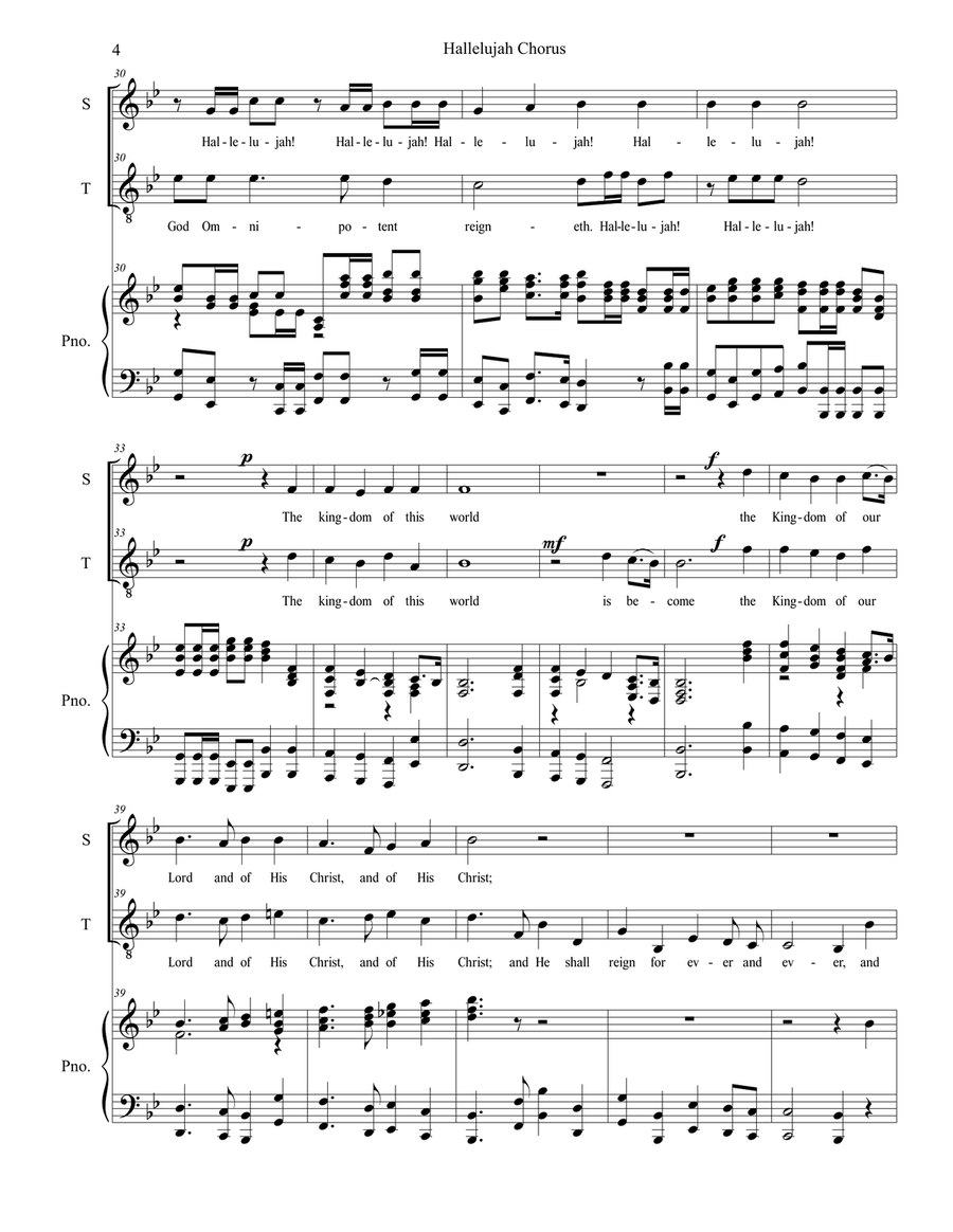 Hallelujah Chorus (2-part choir - (Soprano and Tenor) 2-Part scores gallery preview page 4