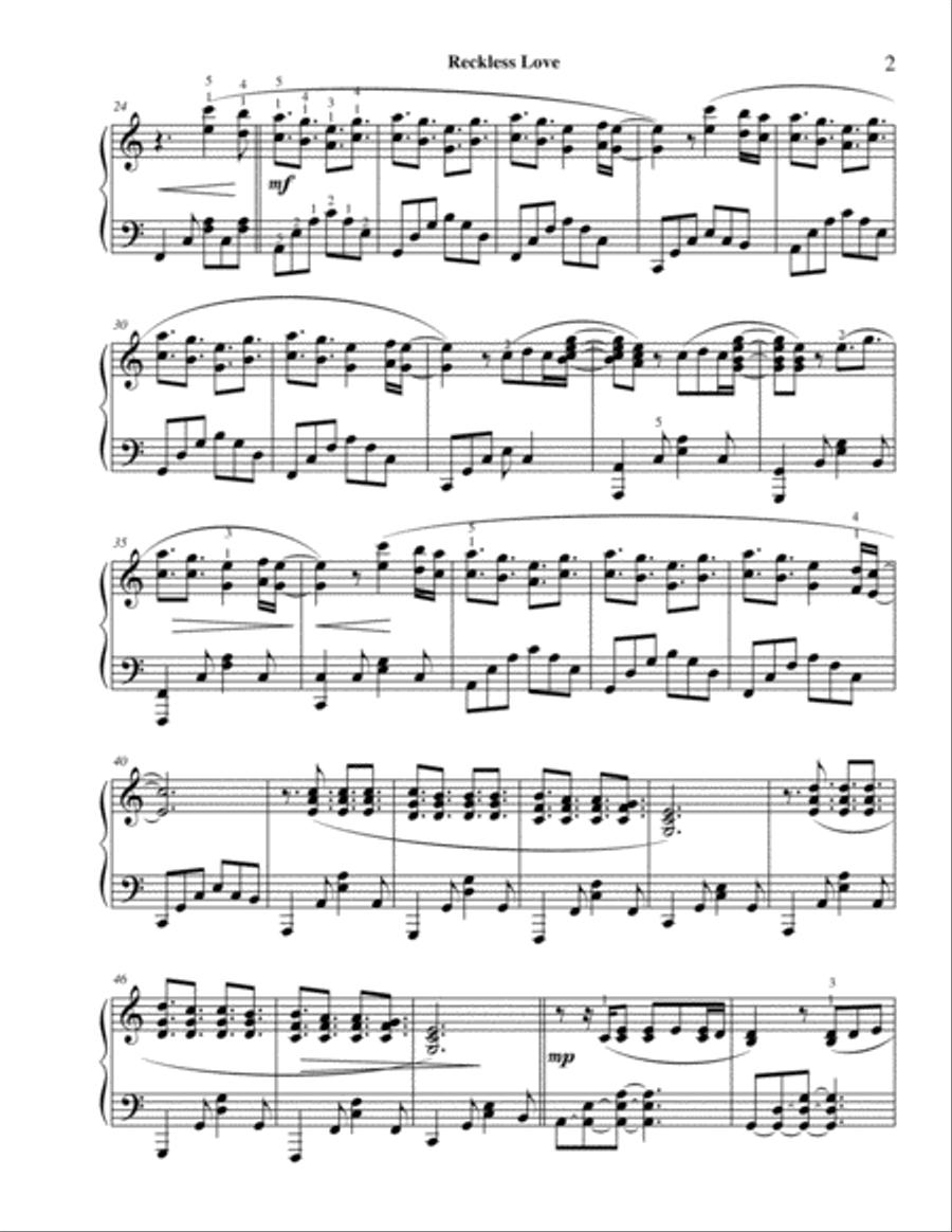 Reckless Love Piano Solo scores gallery preview page 3