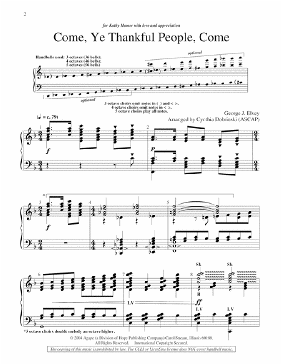 Come, Ye Thankful People, Come 5-Octaves scores gallery preview page 2