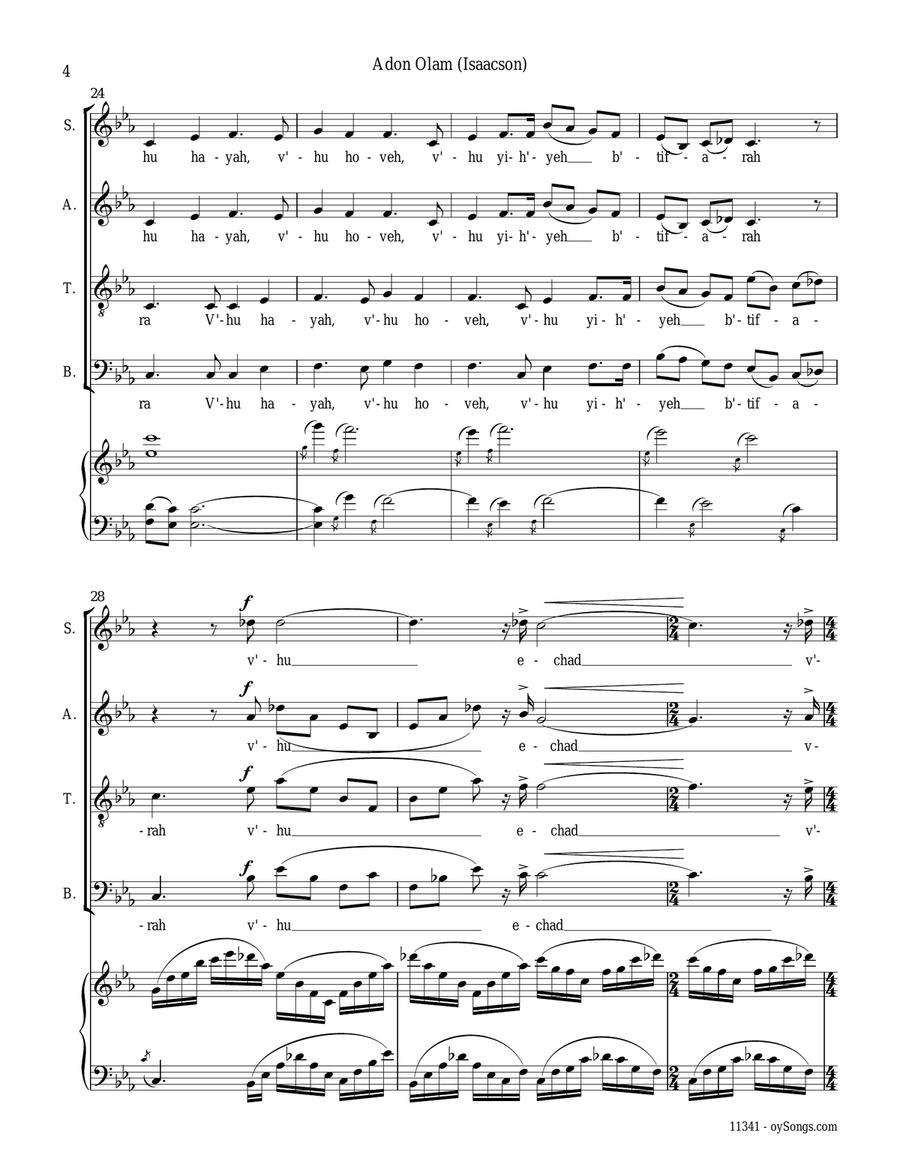 Adon Olam 4-Part scores gallery preview page 4