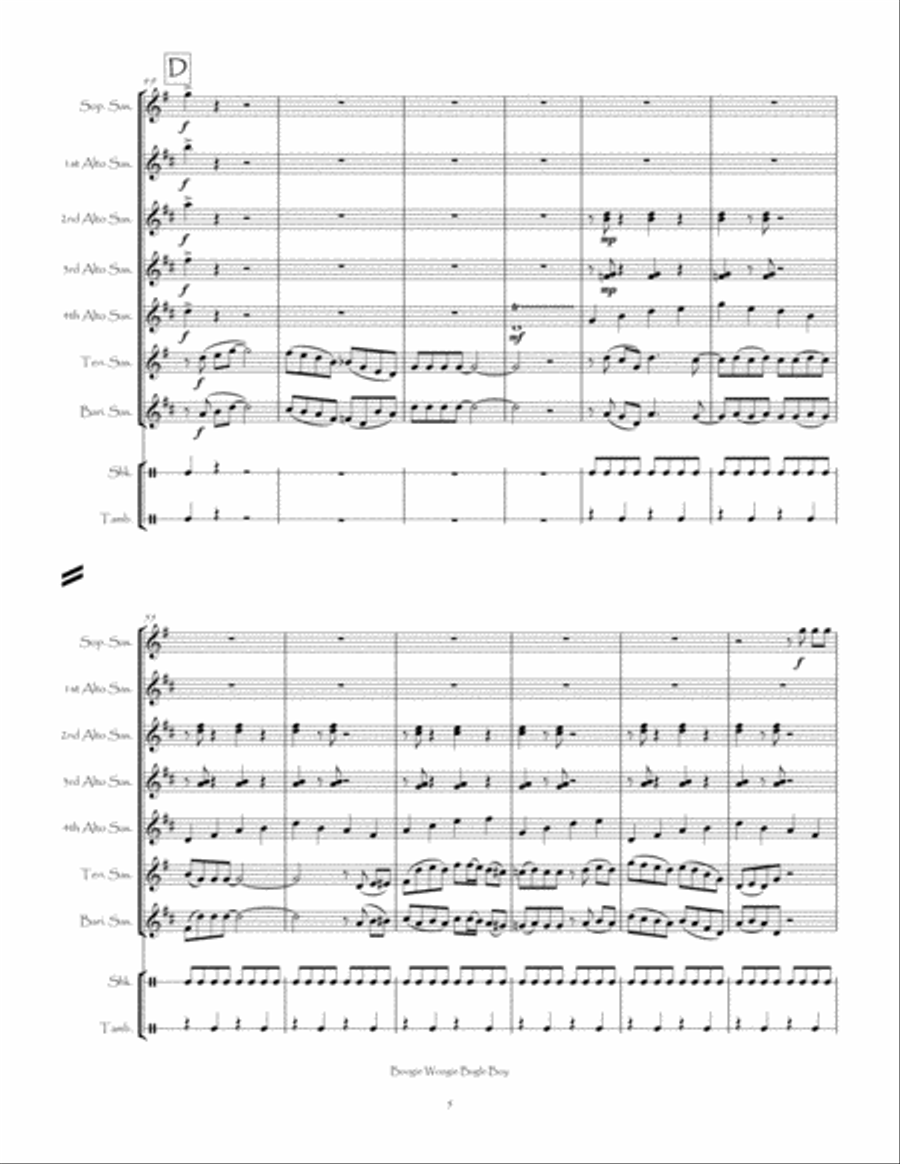 Boogie Woogie Bugle Boy Woodwind Ensemble scores gallery preview page 6
